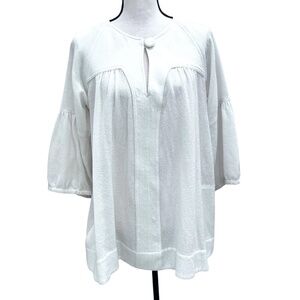 GRAHAM & SPENCER CREAM WOOL KEYHOLE FRONT LOOSE FIT SWING TOP